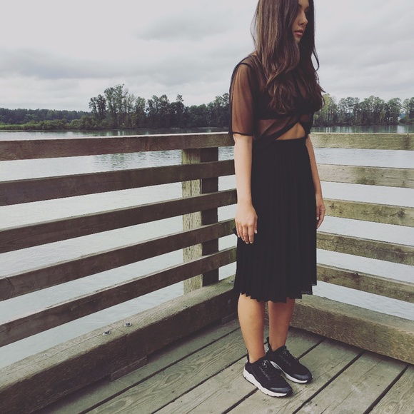 French Connection Midi Pleated Jersey Skirt - Picture 2 of 5